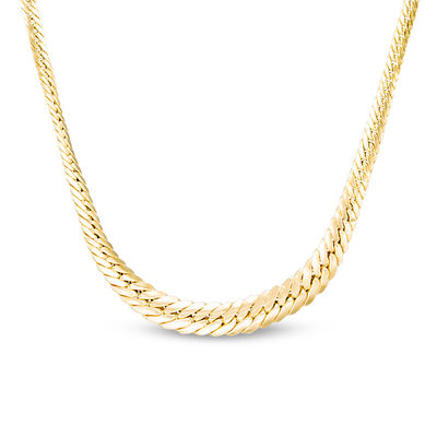 Herringbone Chain Necklace in 14K Gold - 18"