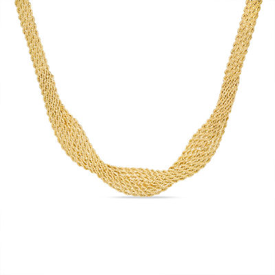 Ladies' Multi-Row Rope Chain Necklace in 14K Gold - 18"