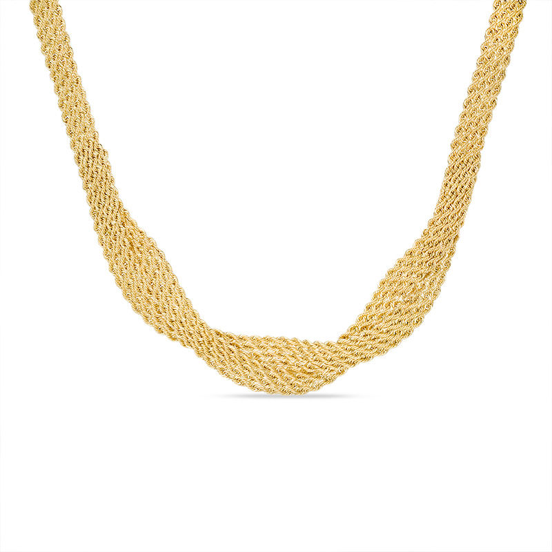 Italian Gold Ladies' Multi-Row Rope Chain Necklace in 14K Gold - 18"|Peoples Jewellers