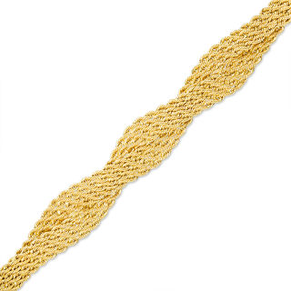 Ladies' Multi-Row Braided Rope Chain Bracelet in 14K Gold - 7.5"