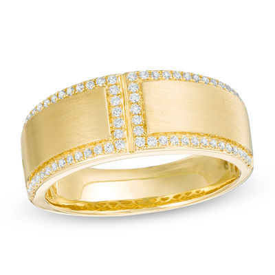 Men's 0.33 CT. T.W. Diamond Belt Buckle Wedding Band in 10K Gold