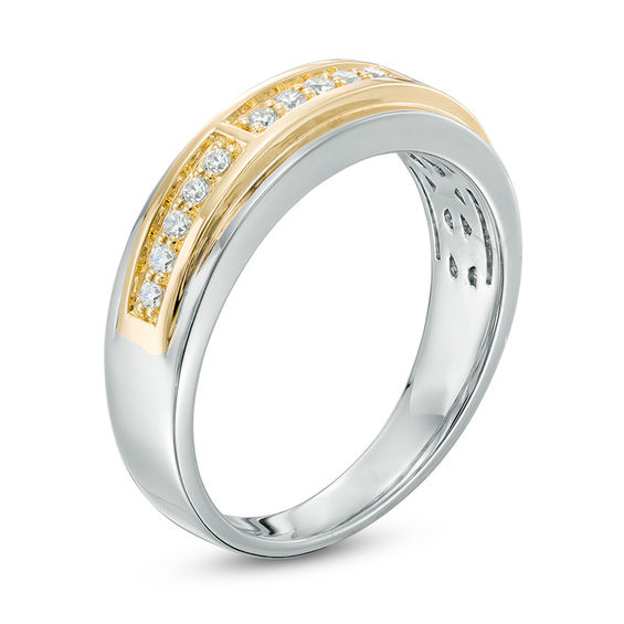 Men's 0.25 CT. T.W. Diamond Wedding Band in 14K Two-Tone Gold