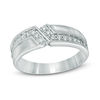 Men's 0.33 CT. T.W. Diamond Slant Wedding Band in 10K White Gold