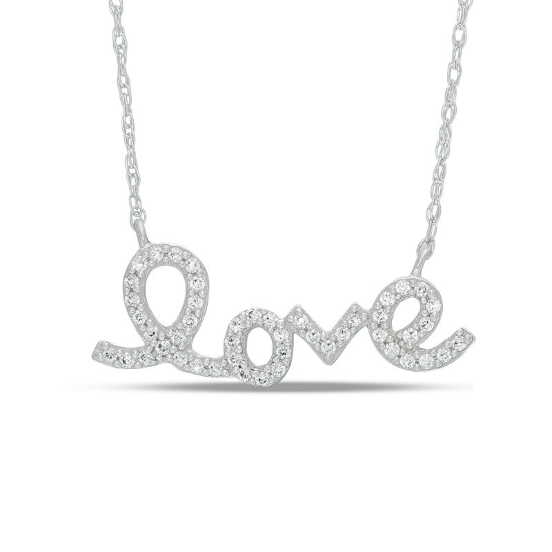 0.13 CT. T.W. Diamond "love" Necklace in 10K White Gold|Peoples Jewellers