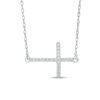 Thumbnail Image 0 of 0.05 CT. T.W. Diamond Sideways Cross Necklace in 10K White Gold