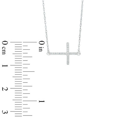 0.05 CT. T.W. Diamond Sideways Cross Necklace in 10K Gold