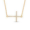 Thumbnail Image 0 of 0.05 CT. T.W. Diamond Sideways Cross Necklace in 10K Gold
