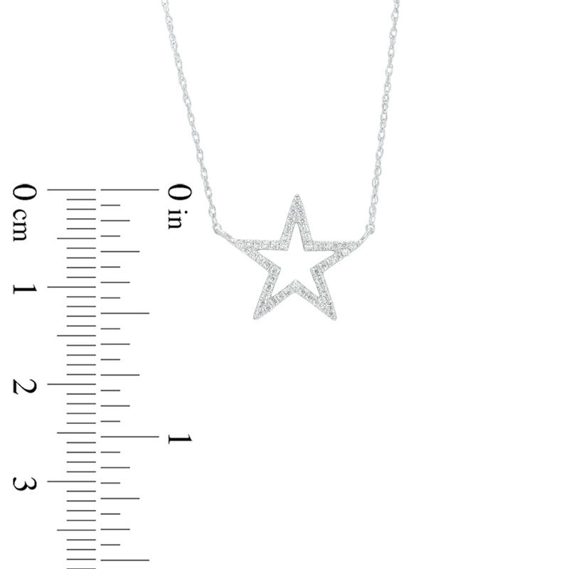 0.12 CT. T.W. Diamond Star Outline Necklace in 10K White Gold