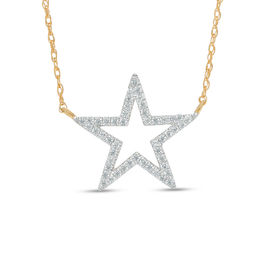 0.12 CT. T.W. Diamond Star Outline Necklace in 10K Gold