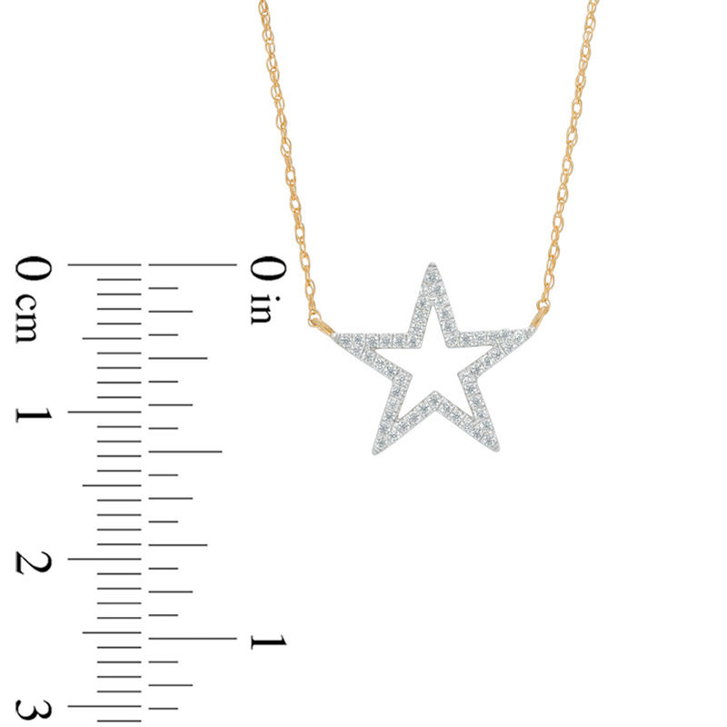 0.12 CT. T.W. Diamond Star Outline Necklace in 10K Gold