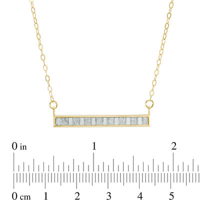 Glitter Enamel Striped Sideways Bar Necklace in 14K Gold