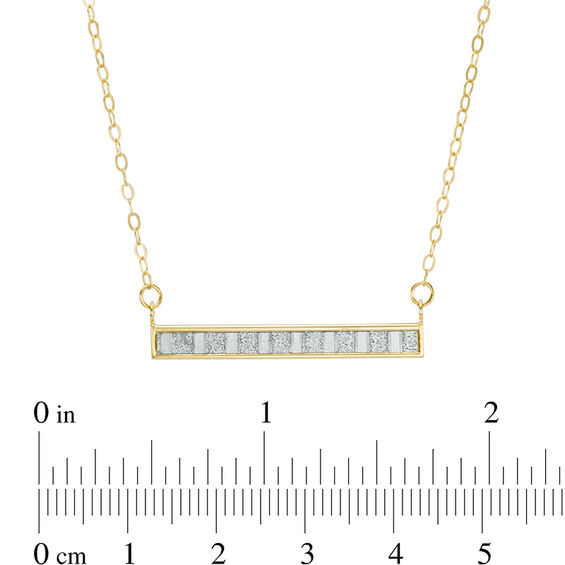 Glitter Enamel Striped Sideways Bar Necklace in 14K Gold