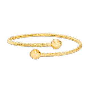 Diamond-Cut Bypass Flex Bangle in 14K Gold - 7.5"