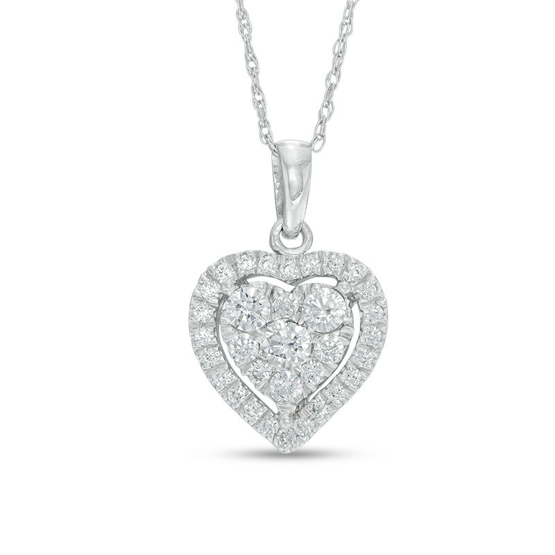 0.45 CT. T.W. Diamond Heart Frame Pendant in 10K White Gold|Peoples Jewellers