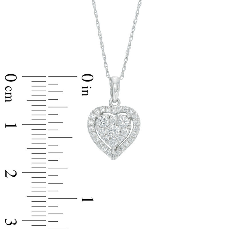 0.45 CT. T.W. Diamond Heart Frame Pendant in 10K White Gold