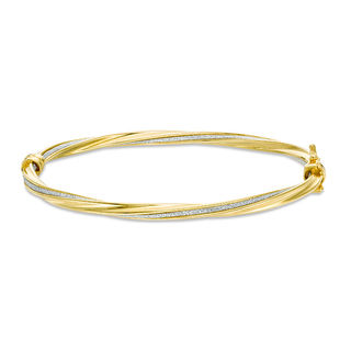 Glitter Enamel Stripe Twist Bangle in 14K Gold