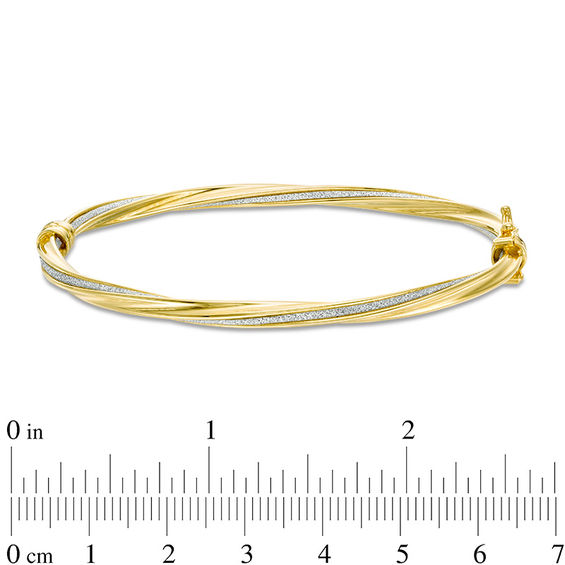 Glitter Enamel Stripe Twist Bangle in 14K Gold