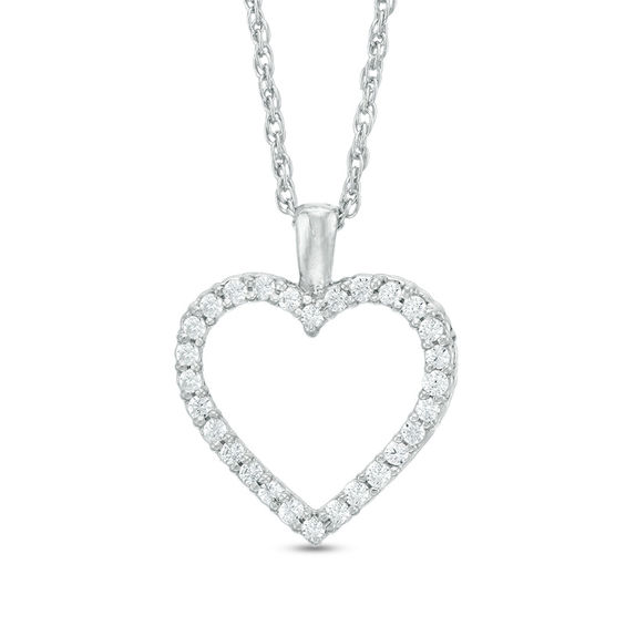 0.16 CT. T.W. Diamond Heart Pendant in 10K White Gold