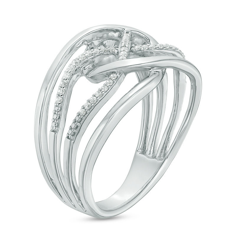 0.11 CT. T.W. Diamond Layered Crossover Ring in Sterling Silver