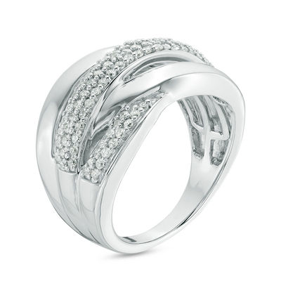 0.58 CT. T.W. Diamond Alternating Crossover Ring in 10K White Gold