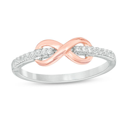 0.10 CT. T.W. Diamond Infinity Ring in Sterling Silver and 10K Rose Gold