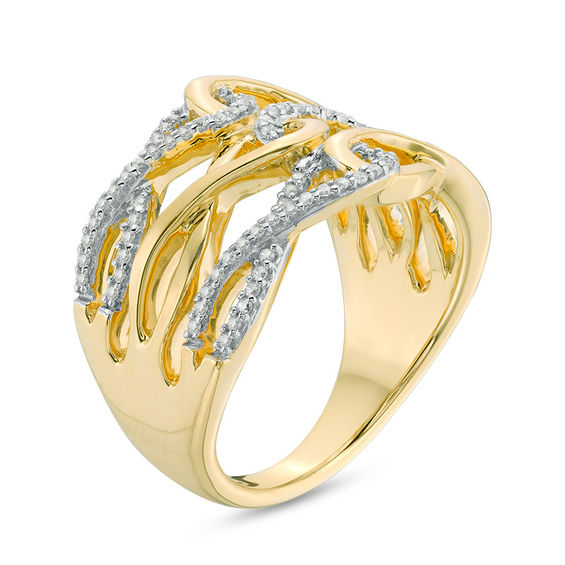 0.23 CT. T.W. Diamond Interlocking Loops Ring in 10K Gold | Peoples ...