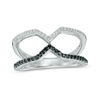 Thumbnail Image 0 of 0.18 CT. T.W. Enhanced Black and White Diamond Open Geometric Ring in Sterling Silver