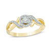Thumbnail Image 0 of 0.15 CT. T.W. Diamond Frame Twist Shank Promise Ring in 10K Gold