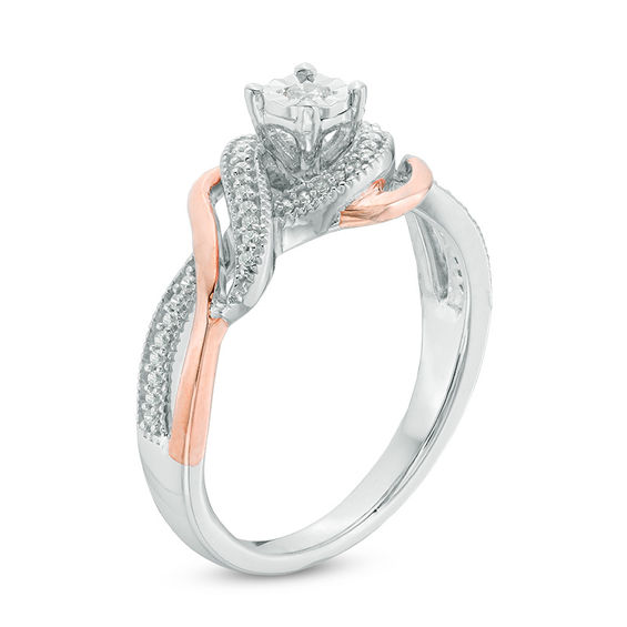 0.15 CT. T.W. Diamond Double Bypass Ring in Sterling Silver and 10K Rose Gold