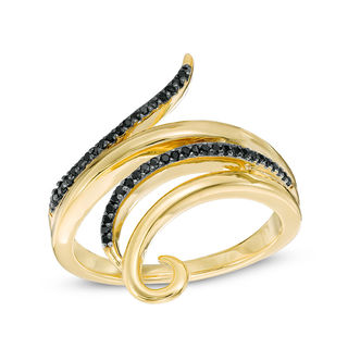 0.09 CT. T.W. Black Diamond Wrap Ring in 10K Gold