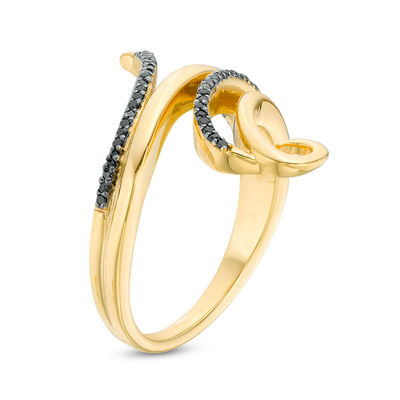 0.09 CT. T.W. Black Diamond Wrap Ring in 10K Gold