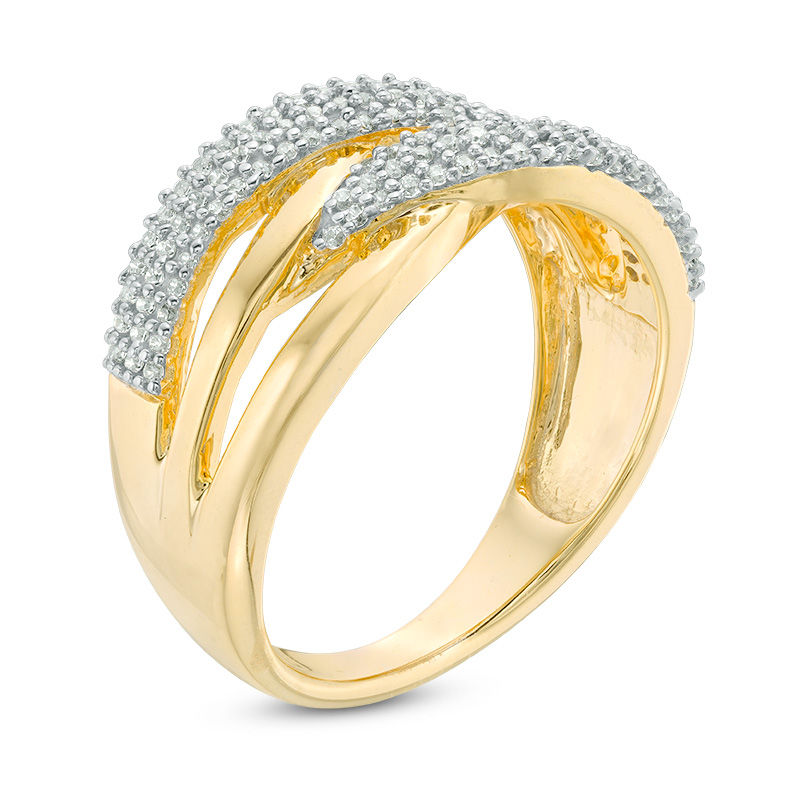 0.30 CT. T.W. Diamond Alternating Crossover Ring in 10K Gold|Peoples Jewellers