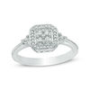 0.11 CT. T.W. Quad Diamond Octagonal Frame Promise Ring in Sterling Silver