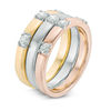 0.45 CT. T.W. Diamond Seven Stone Three Piece Stackable Ring Set in 10K Tri-Tone Gold