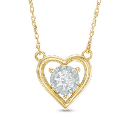 0.20 CT. Diamond Solitaire Heart Necklace in 10K Gold