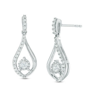 0.33 CT. T.W. Diamond Teardrop Earrings in 10K White Gold