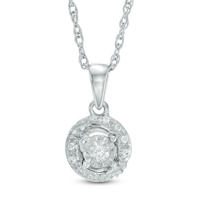 0.10 CT. T.W. Diamond Swirl Pendant in 10K White Gold