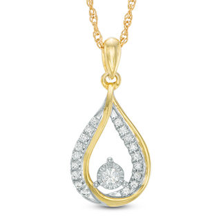 0.16 CT. T.W. Diamond Teardrop Pendant in 10K Gold