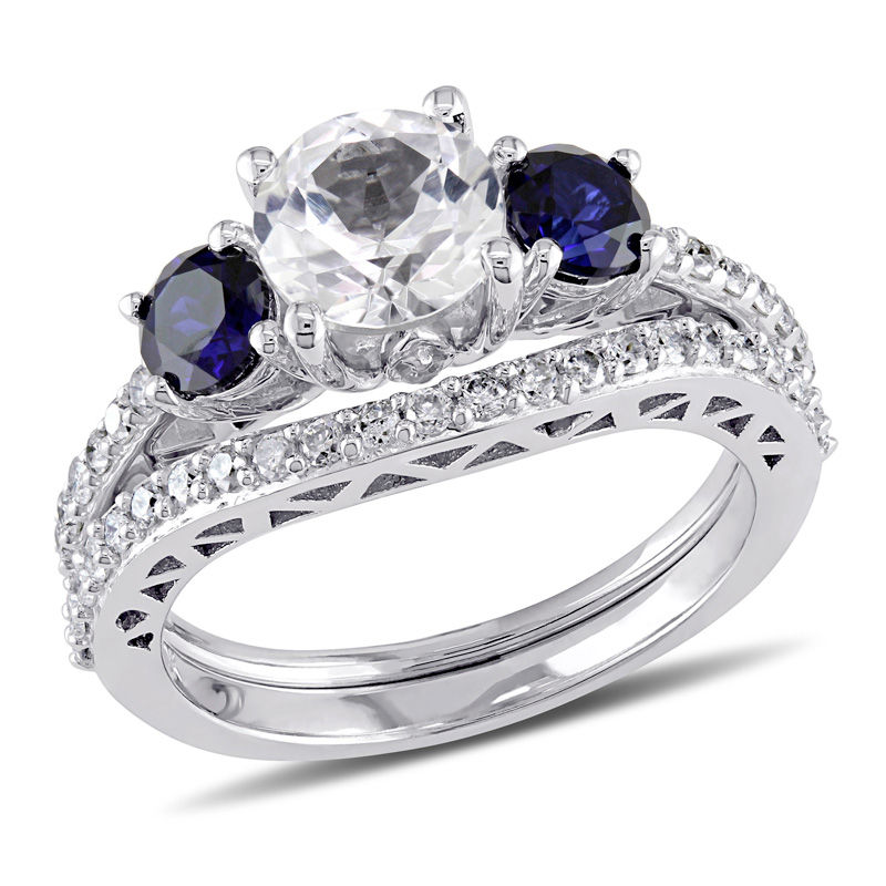 Blue Sapphire Bridal Set, Blue Stone Ring, Cherry Blossom Wedding Band –  Fifth Heaven Designs