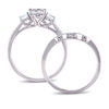Thumbnail Image 2 of 6.0mm Lab-Created White Sapphire and 0.14 CT. T.W. Diamond Three Stone Bridal Set in 10K White Gold