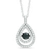 Unstoppable Love™ 0.70 CT. T.W. Enhanced Black and White Diamond Double Teardrop Pendant in 10K White Gold