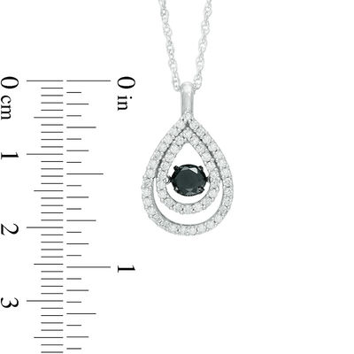 Unstoppable Love™ 0.70 CT. T.W. Enhanced Black and White Diamond Double Teardrop Pendant in 10K White Gold