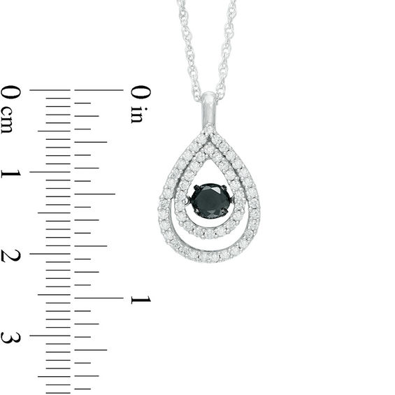 Unstoppable Love™ 0.70 CT. T.W. Enhanced Black and White Diamond Double Teardrop Pendant in 10K White Gold