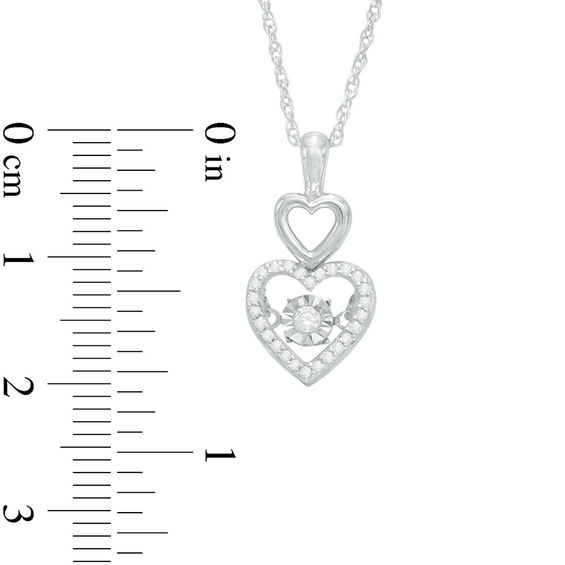 Unstoppable Love™ 0.15 CT. T.W. Diamond Linear Double Heart Pendant in Sterling Silver