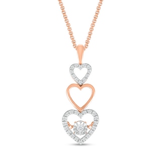 Unstoppable Love™ 0.11 CT. T.W. Diamond Linear Triple Heart Pendant in 10K Rose Gold