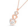 Unstoppable Love™ 0.11 CT. T.W. Diamond Linear Triple Heart Pendant in 10K Rose Gold