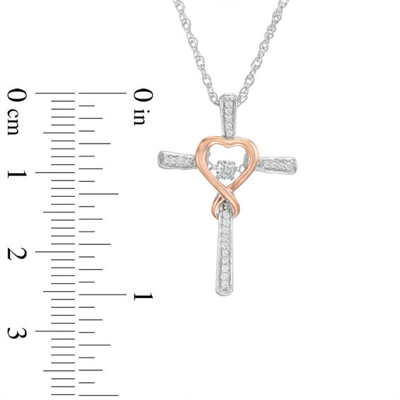 Unstoppable Love™ 0.12 CT. T.W. Diamond Heart Wrapped Cross Pendant in 10K Two-Tone Gold