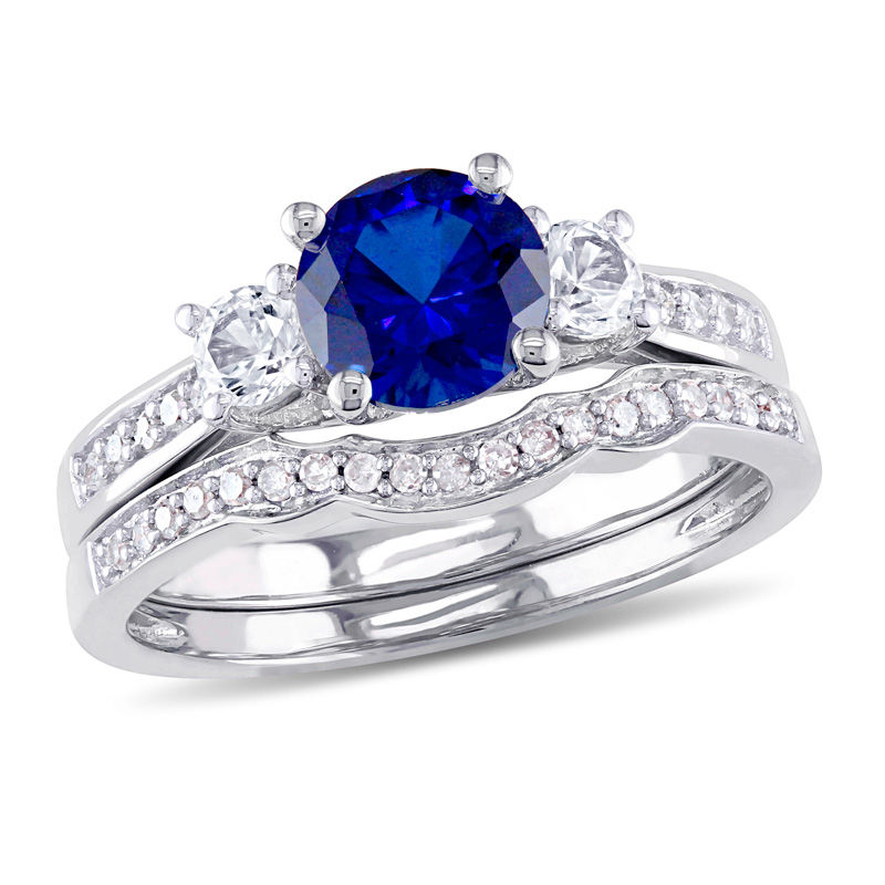 White gold sapphire on sale wedding ring sets