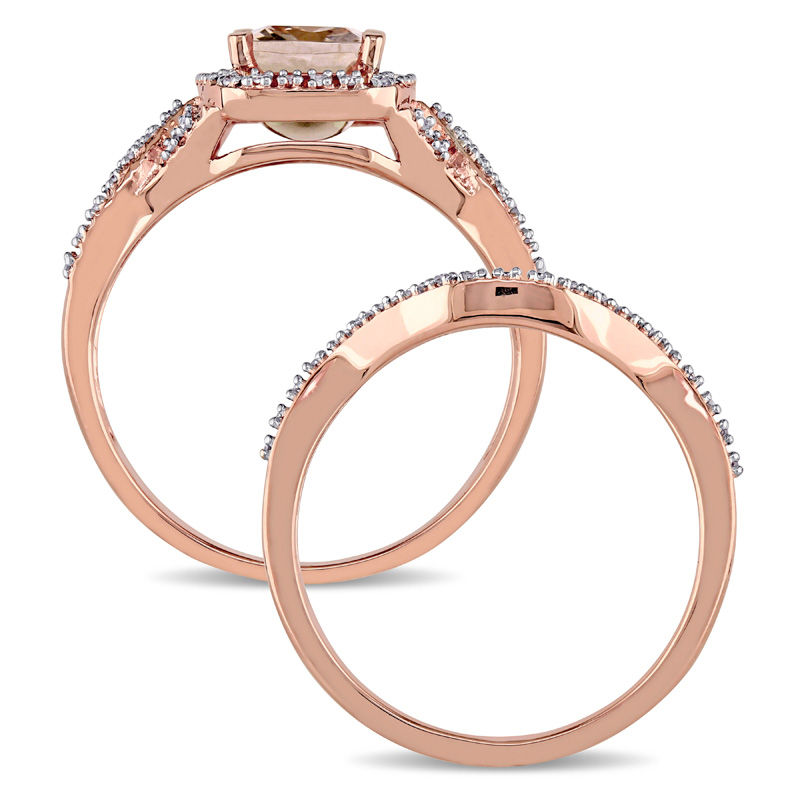 Cushion cut morganite 2025 wedding set