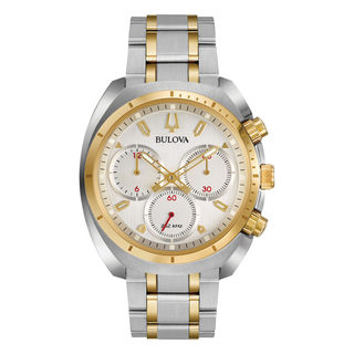 Men's Bulova Curv Chronograph Two-Tone Watch with Silver-Tone Dial (Model: 98A157)